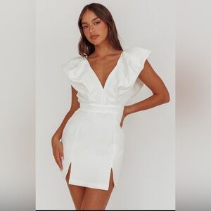 Selfie Leslie Liardon Bubble Sleeve V-Neck Mini Dress - NWT